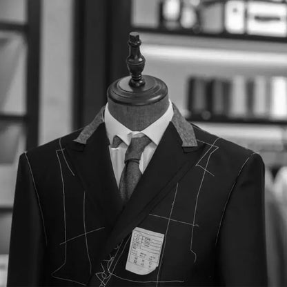 Men's Double-Breasted Houndstooth Wool Blend Blazer