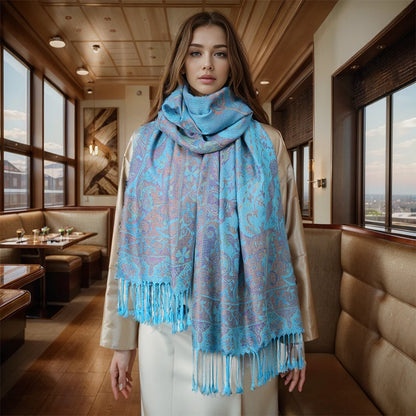 Thick Pashmina-Style Tassel Shawl