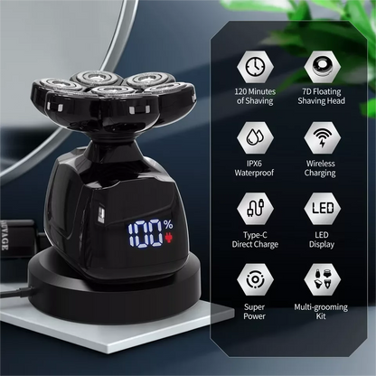 H1927 6-in-1 Rechargeable 7D Head Shaver & Grooming Kit