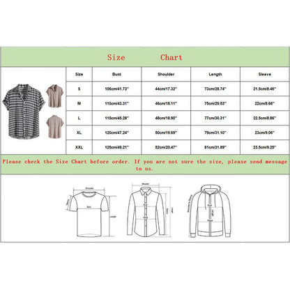 Men's Casual Houndstooth Plaid Short Sleeve Beach Shirt