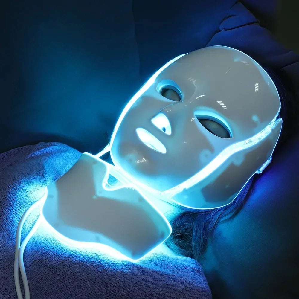 Foreverlily 7-Color LED Light Therapy Facial Mask with Neck Rejuvenation