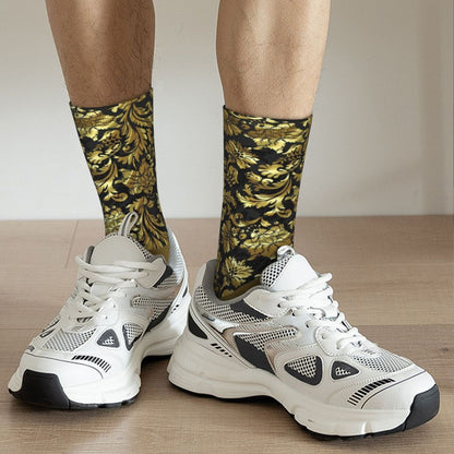 Modern Black & White Houndstooth Crew Socks for Men & Women