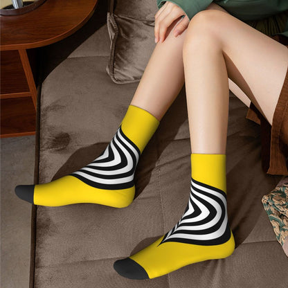 Modern Black & White Houndstooth Crew Socks for Men & Women