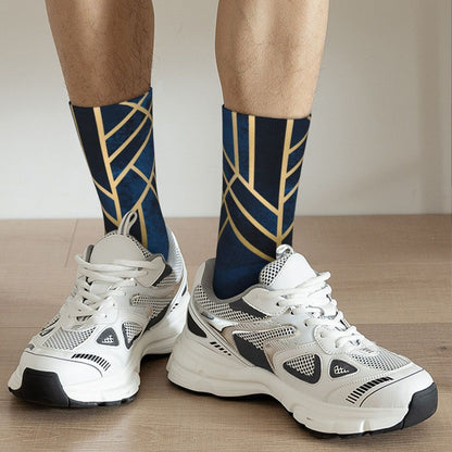 Modern Black & White Houndstooth Crew Socks for Men & Women