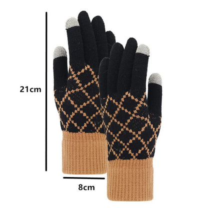 Unisex Premium Wool Winter 3-Piece Set | Plaid Knit Beanie, Scarf & Touchscreen Gloves