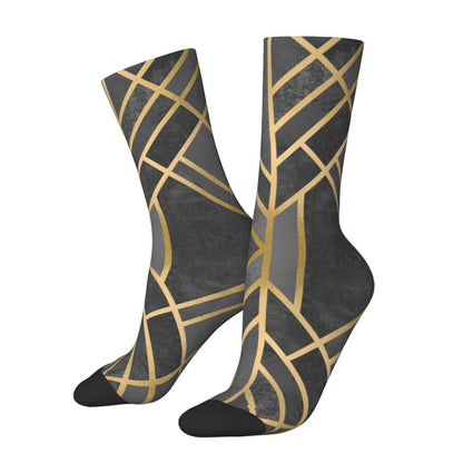 Modern Black & White Houndstooth Crew Socks for Men & Women