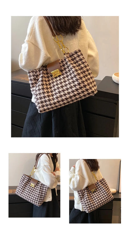 Large Houndstooth Tote Bag